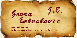 Gavra Babušković vizit kartica